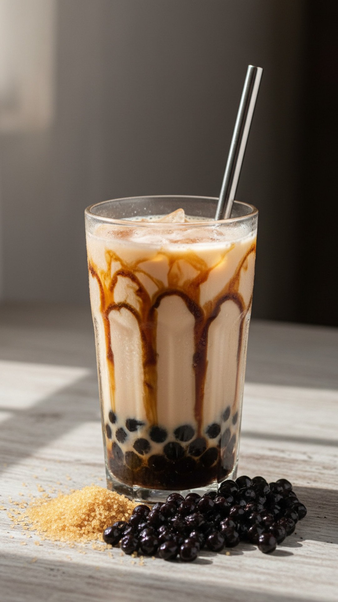 Homemade Brown Sugar Milk Boba Preparation