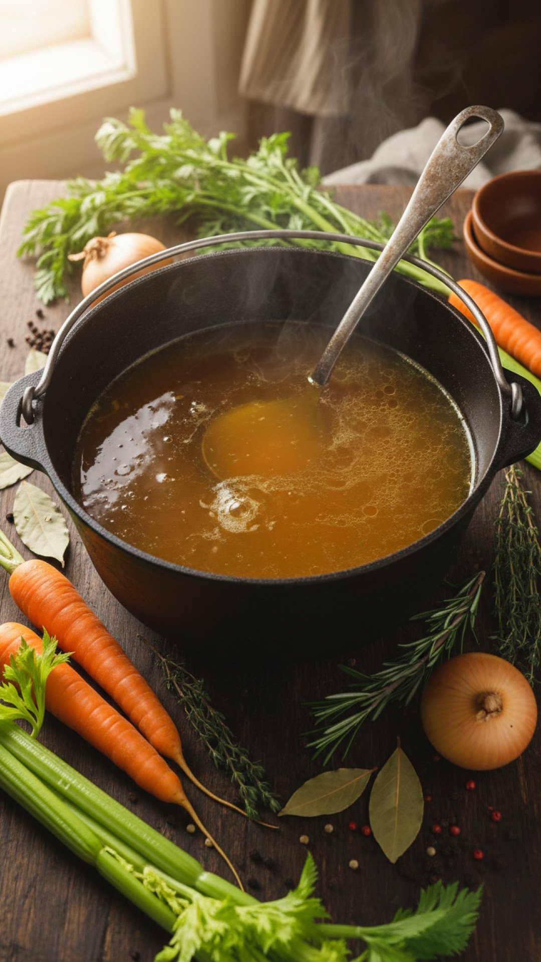 Homemade Golden Chicken Stock Preparation