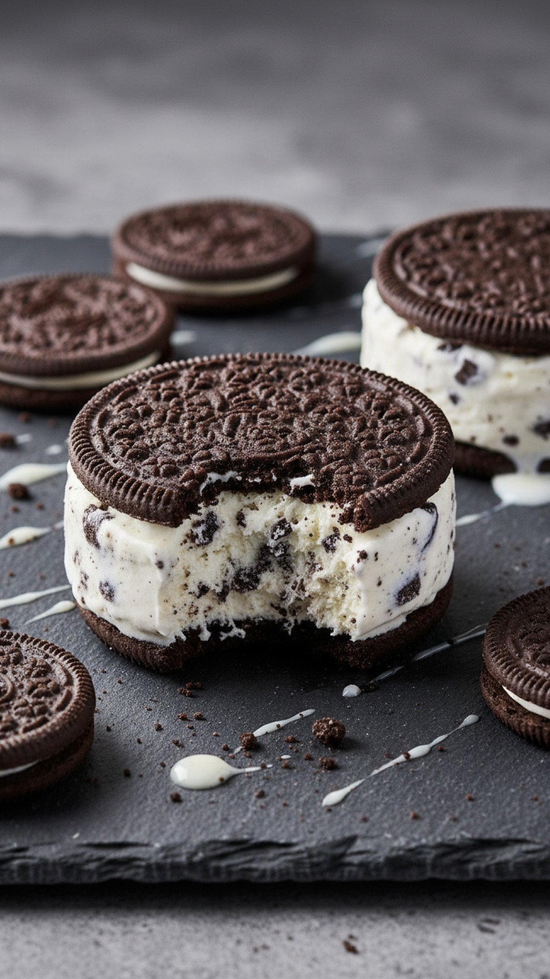 Homemade Oreo Ice Cream Sandwiches Preparation