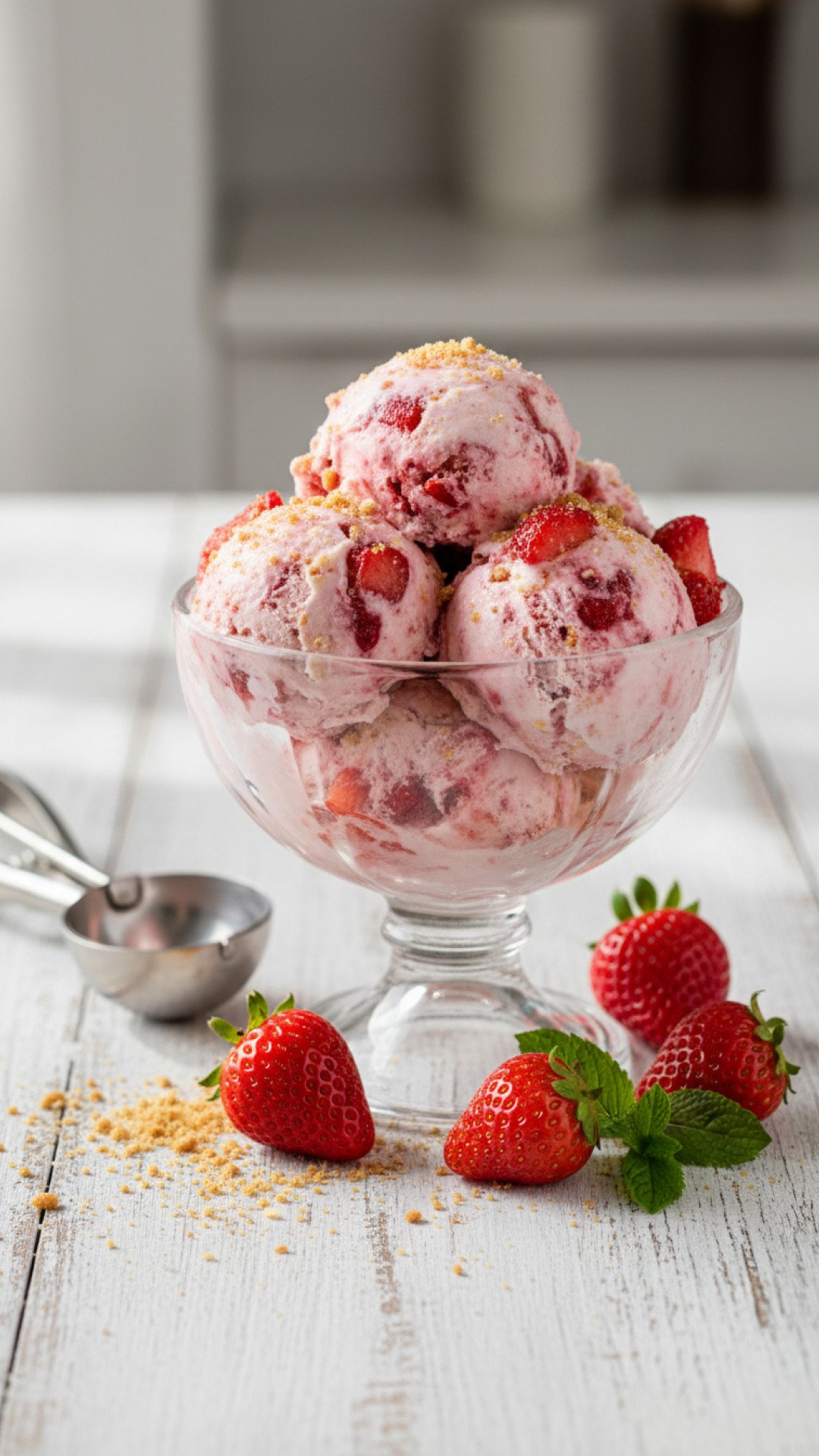 Homemade Strawberry Cheesecake Ice Cream Preparation