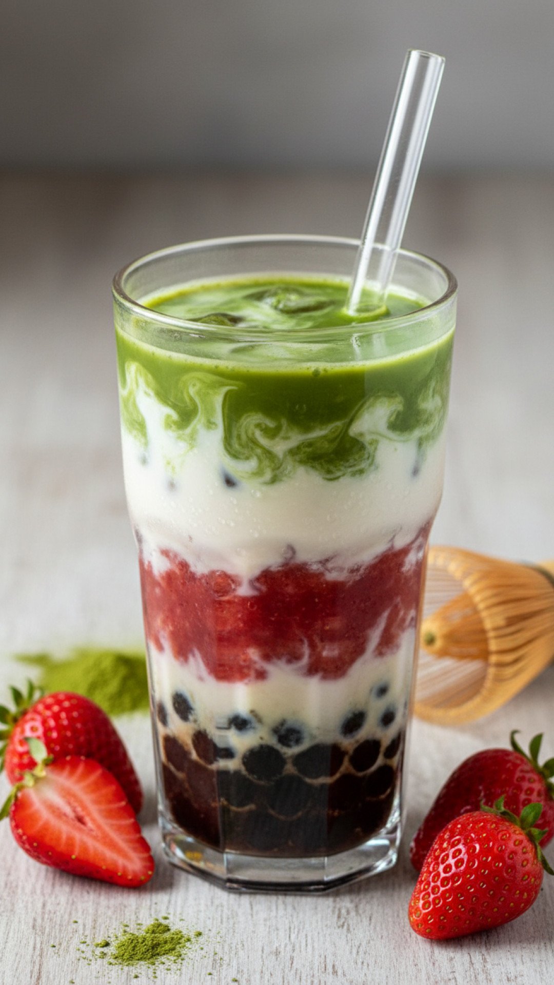 The Most Refreshing Strawberry Matcha Boba Drink You Will Ever Make 4 Homemade Strawberry Matcha Boba Drink Preparation
