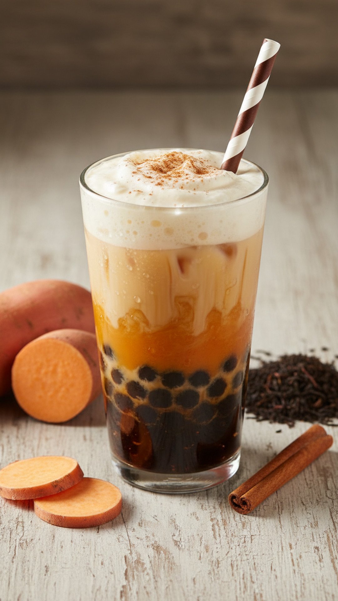 Homemade Sweet Potato Bubble Tea Preparation