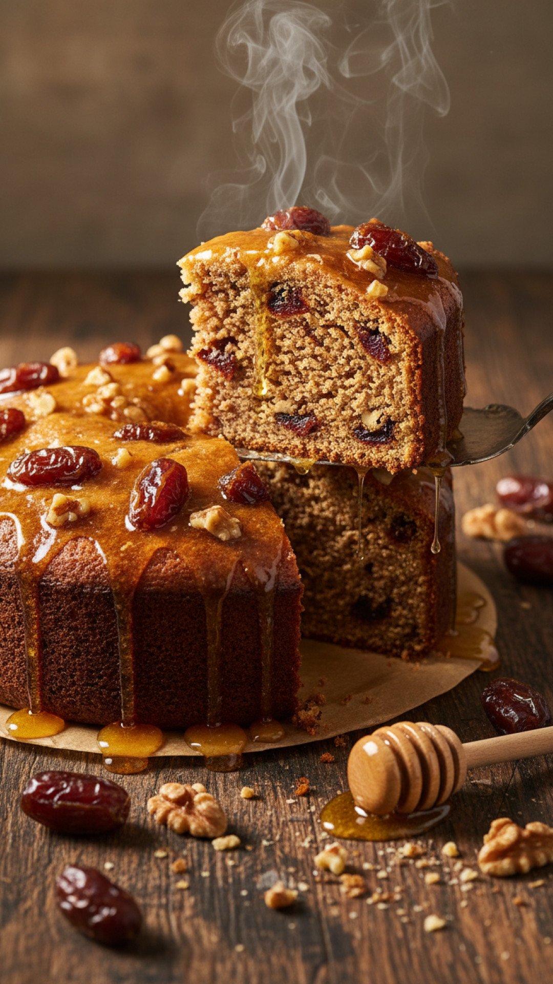 Honey Glazed Date and Walnut Cake Preparation