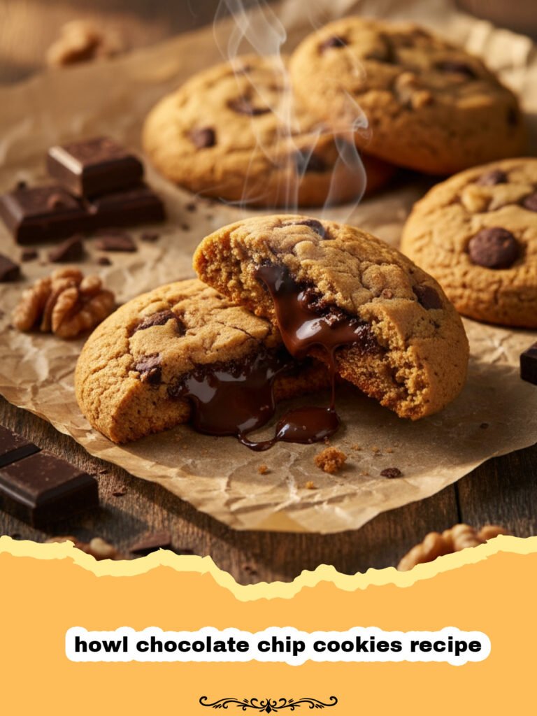 The Ultimate Howl Chocolate Chip Cookies Recipe 5 howl chocolate chip cookies recipe - A stack of golden brown chocolate chip cookies with melted chocolate chunks and a sprinkle of sea salt.