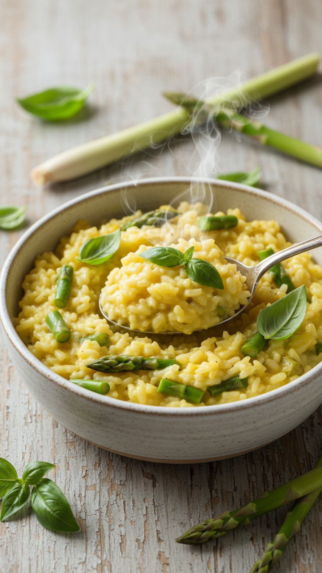 Lemongrass Risotto with Asparagus and Basil Preparation