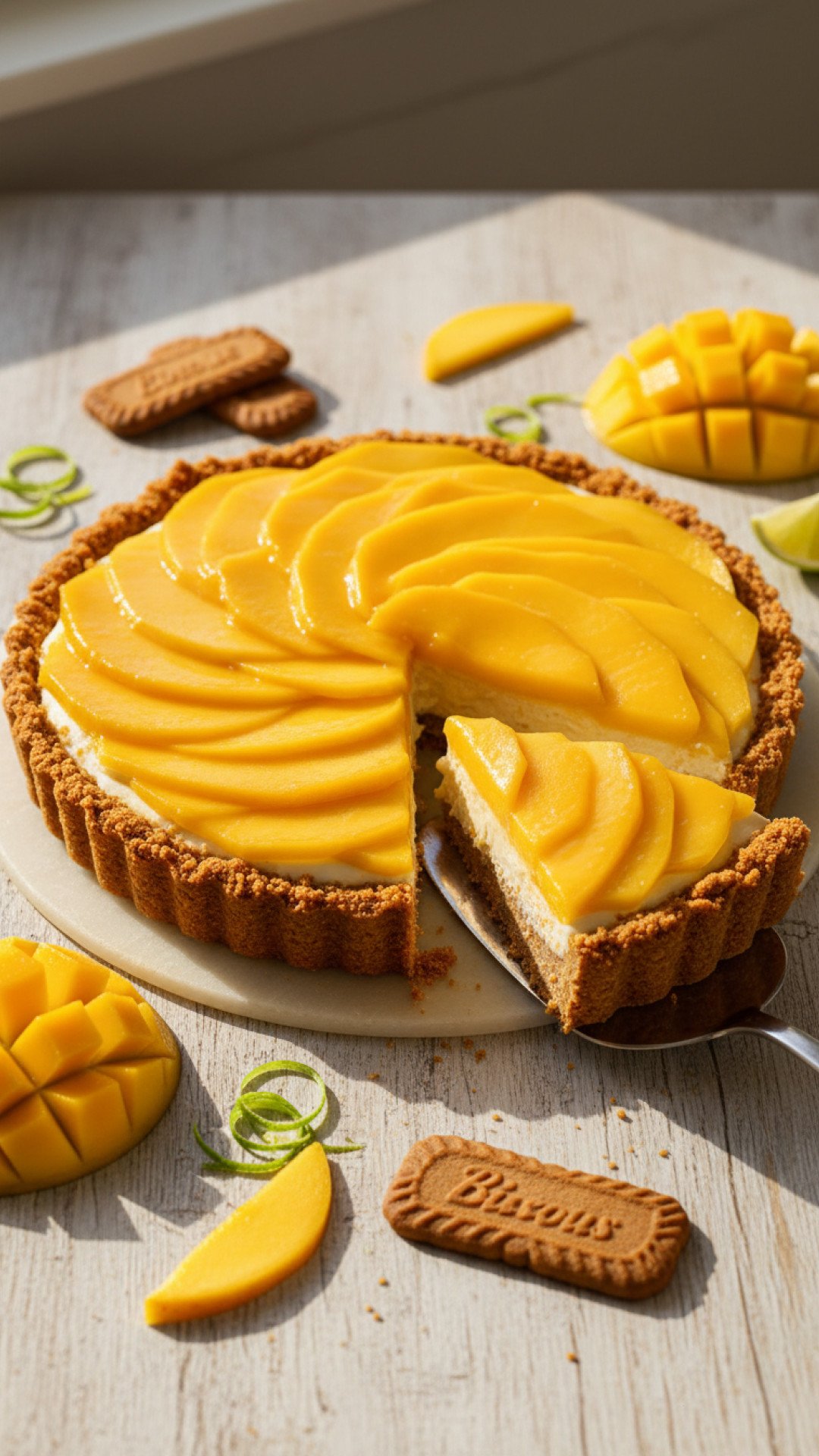 Tropical Bliss: Mango Tart with Biscoff Crust 4 Mango Tart with Biscoff Crust Preparation