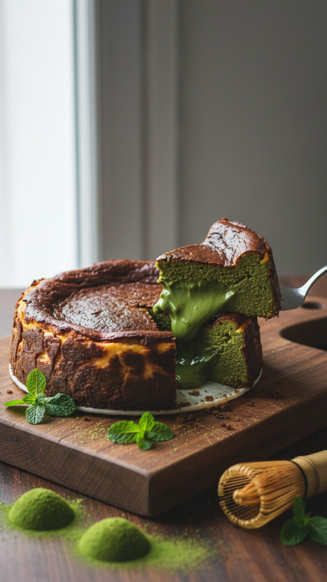 Matcha Basque Cheesecake Preparation