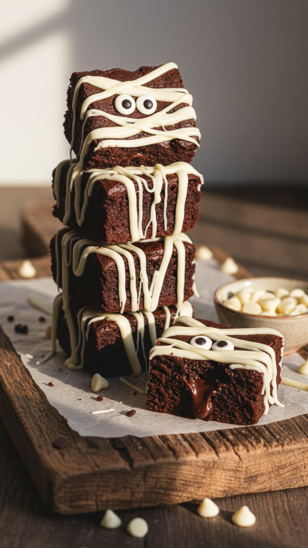 Mummy Wrapped Brownie Bites Preparation