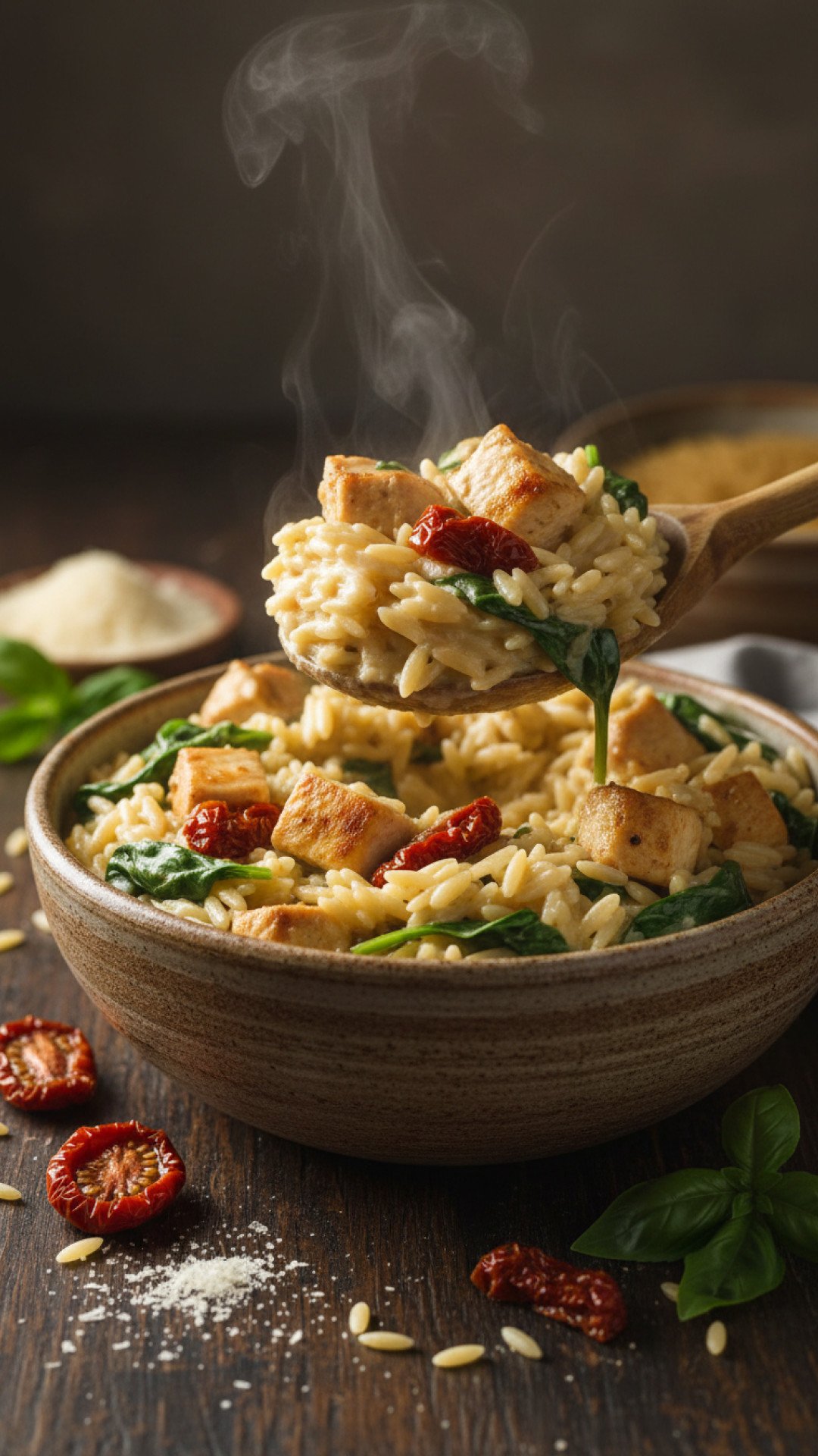 Creamy One-Pot Chicken Orzo Recipe with Lemon and Garlic 4 One-Pot Lemon Garlic Chicken Orzo Preparation