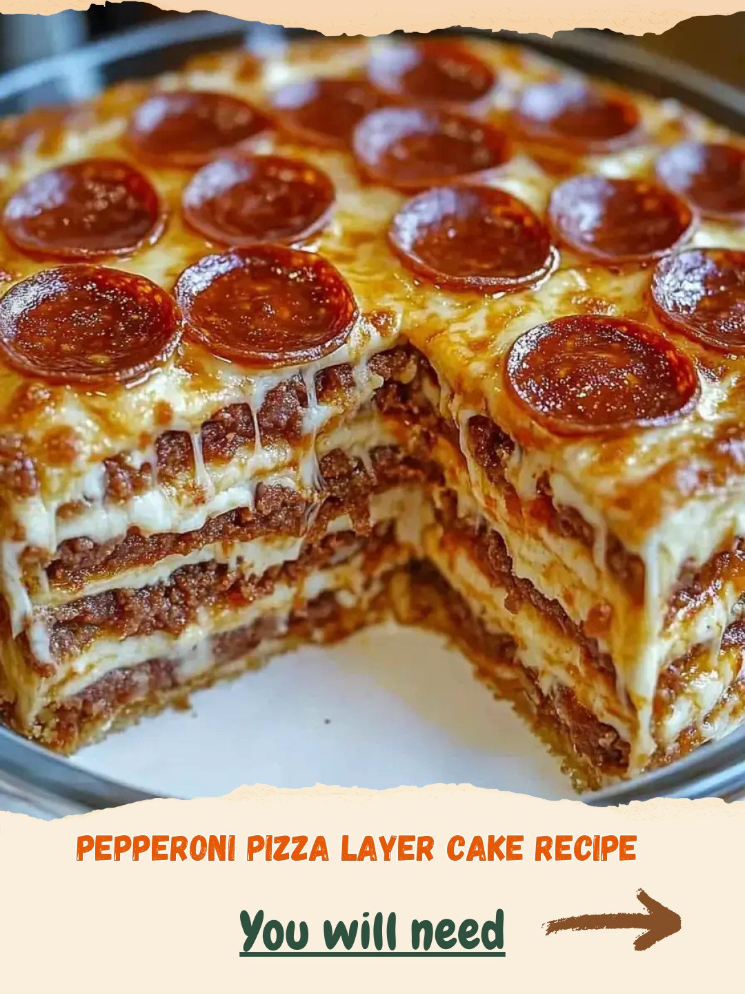 Pepperoni Pizza Layer Cake Preparation