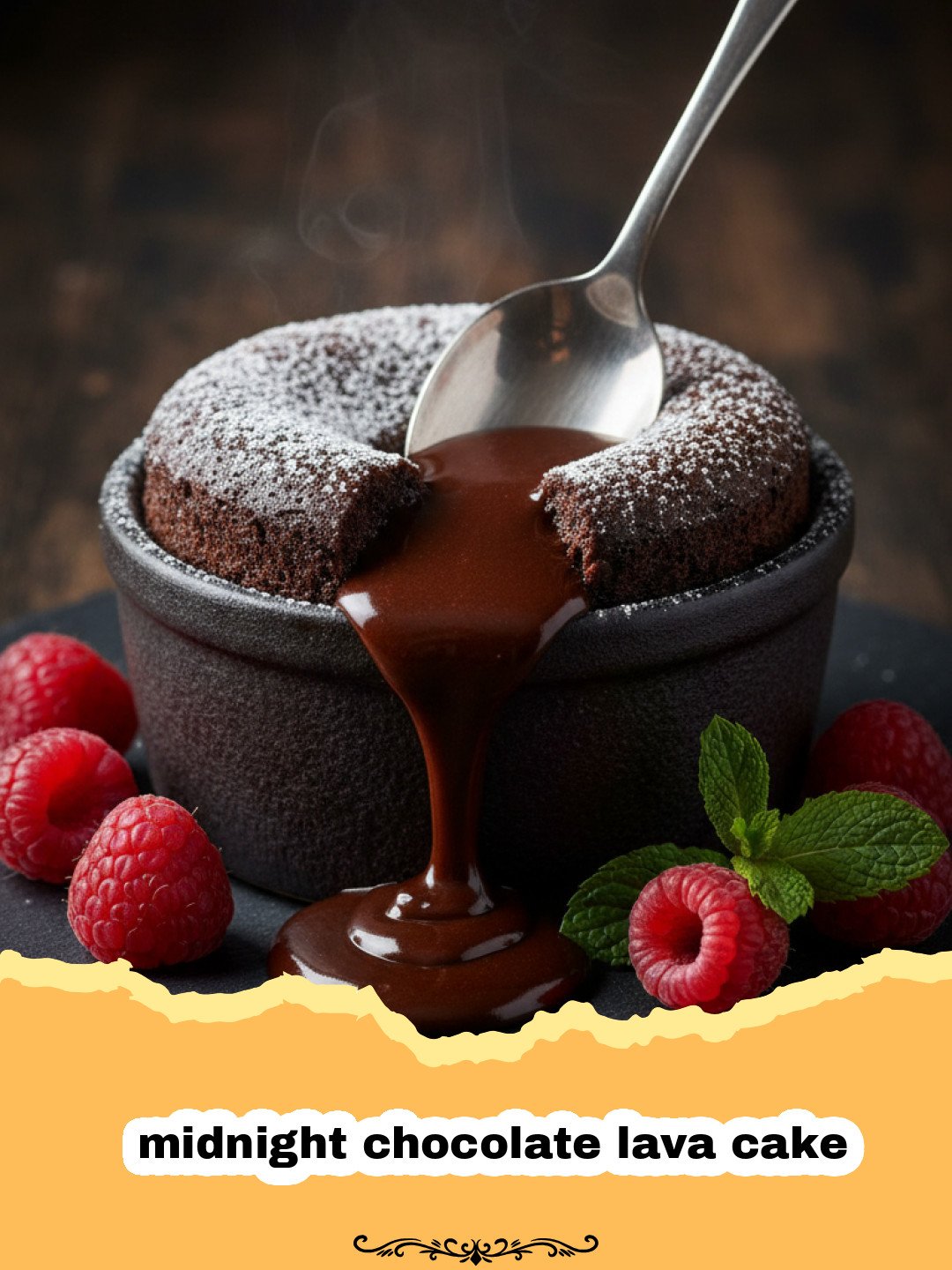 Midnight Chocolate Lava Cake: The Ultimate Late-Night Indulgence 3 A decadent midnight chocolate lava cake with a molten center on a white plate.