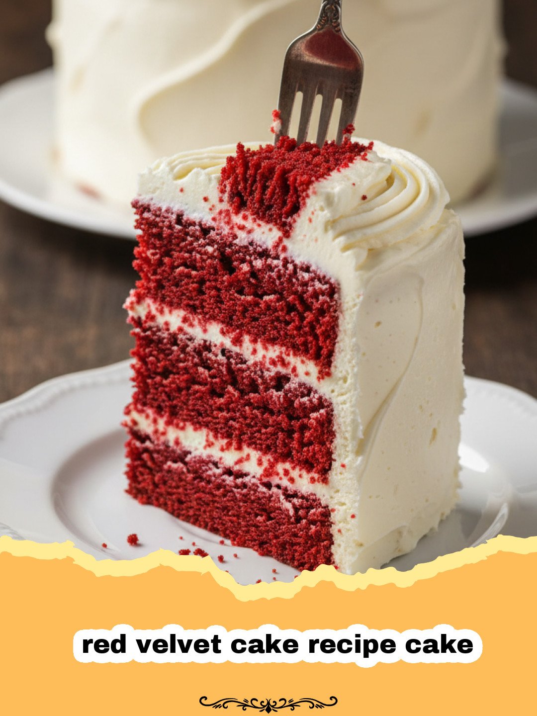 red velvet cake recipe cake - A beautiful three-layer red velvet cake with thick cream cheese frosting and cake crumbs on top.