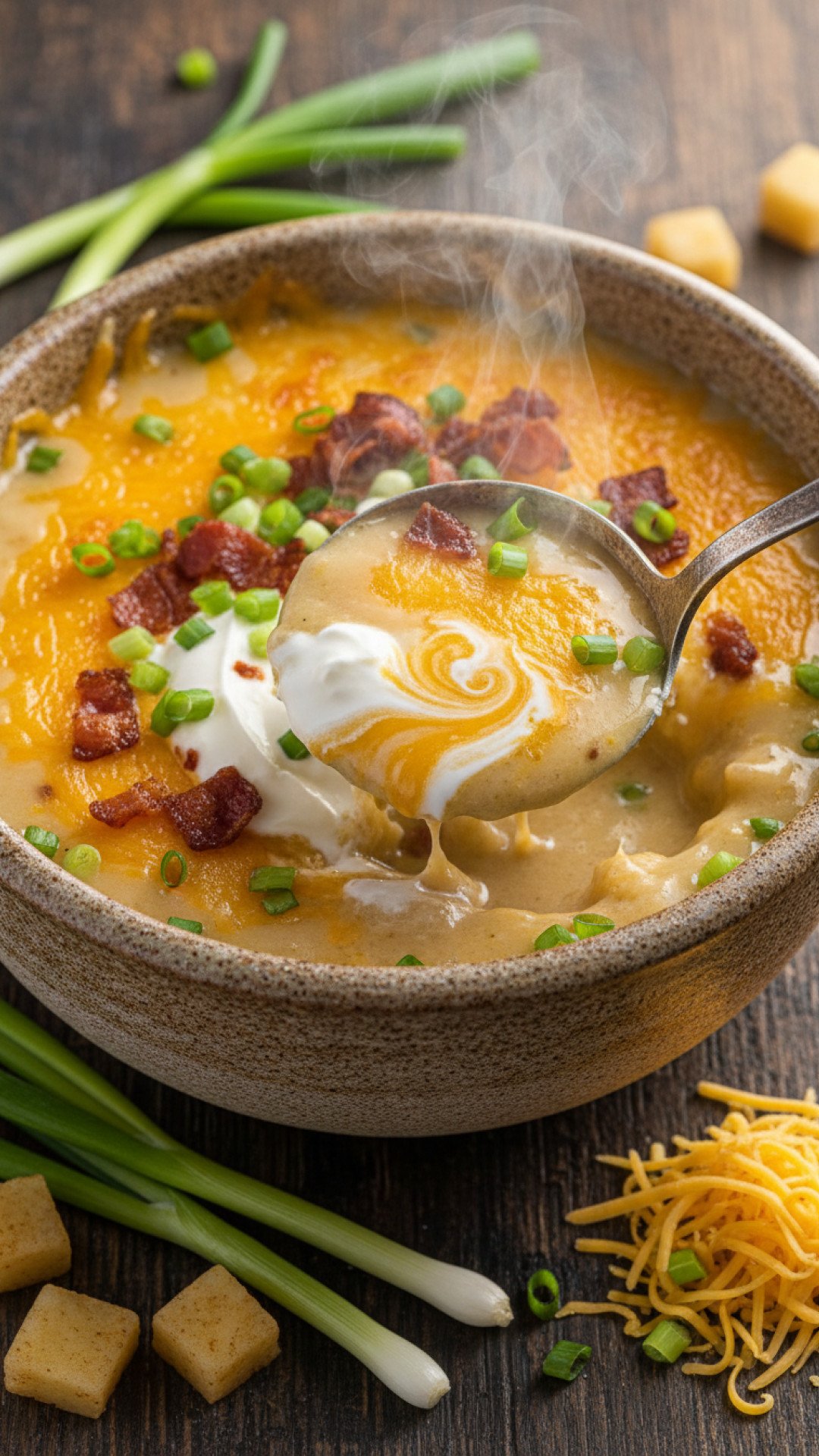 Quick & Creamy Baked Potato Soup Using Hash Browns Preparation