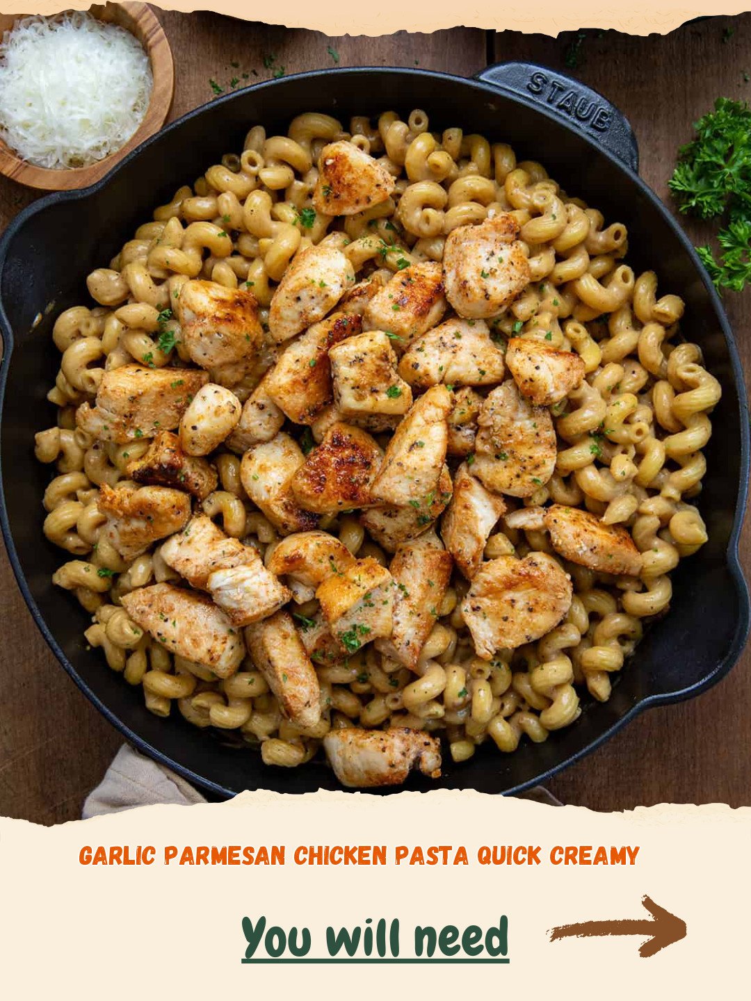 Quick & Creamy Garlic Parmesan Chicken Pasta Preparation