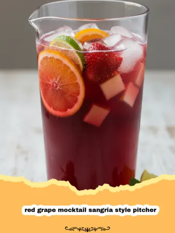 Refreshing Red Grape Mocktail Sangria Style Pitcher