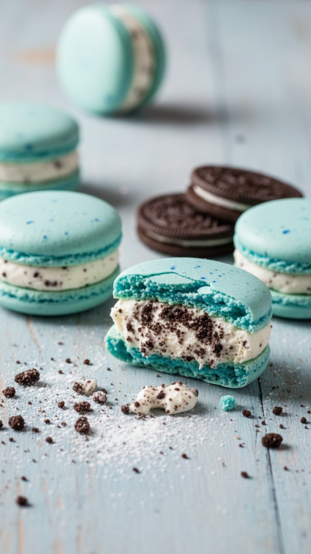 Robins Egg Oreo Macarons Preparation