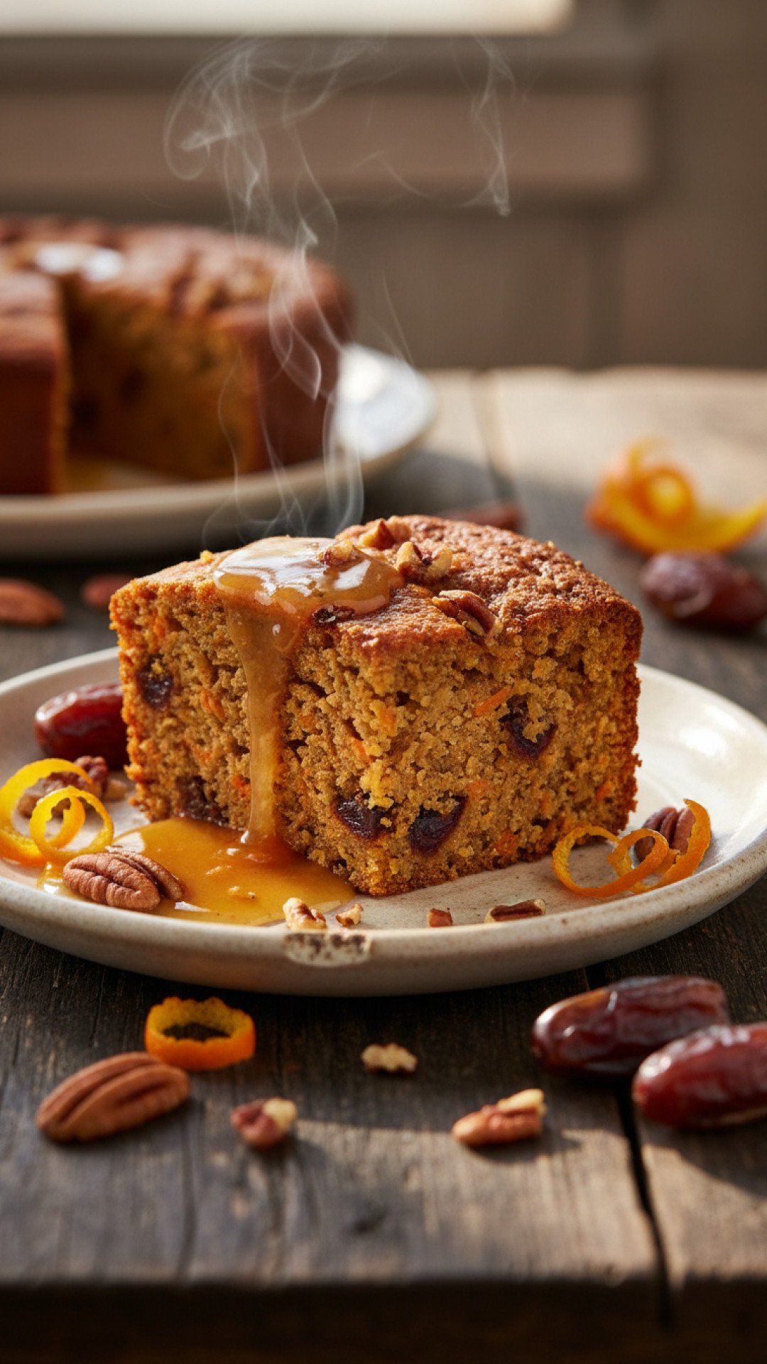 Spiced Carrot Date and Pecan Pudding with Citrus Syrup Preparation