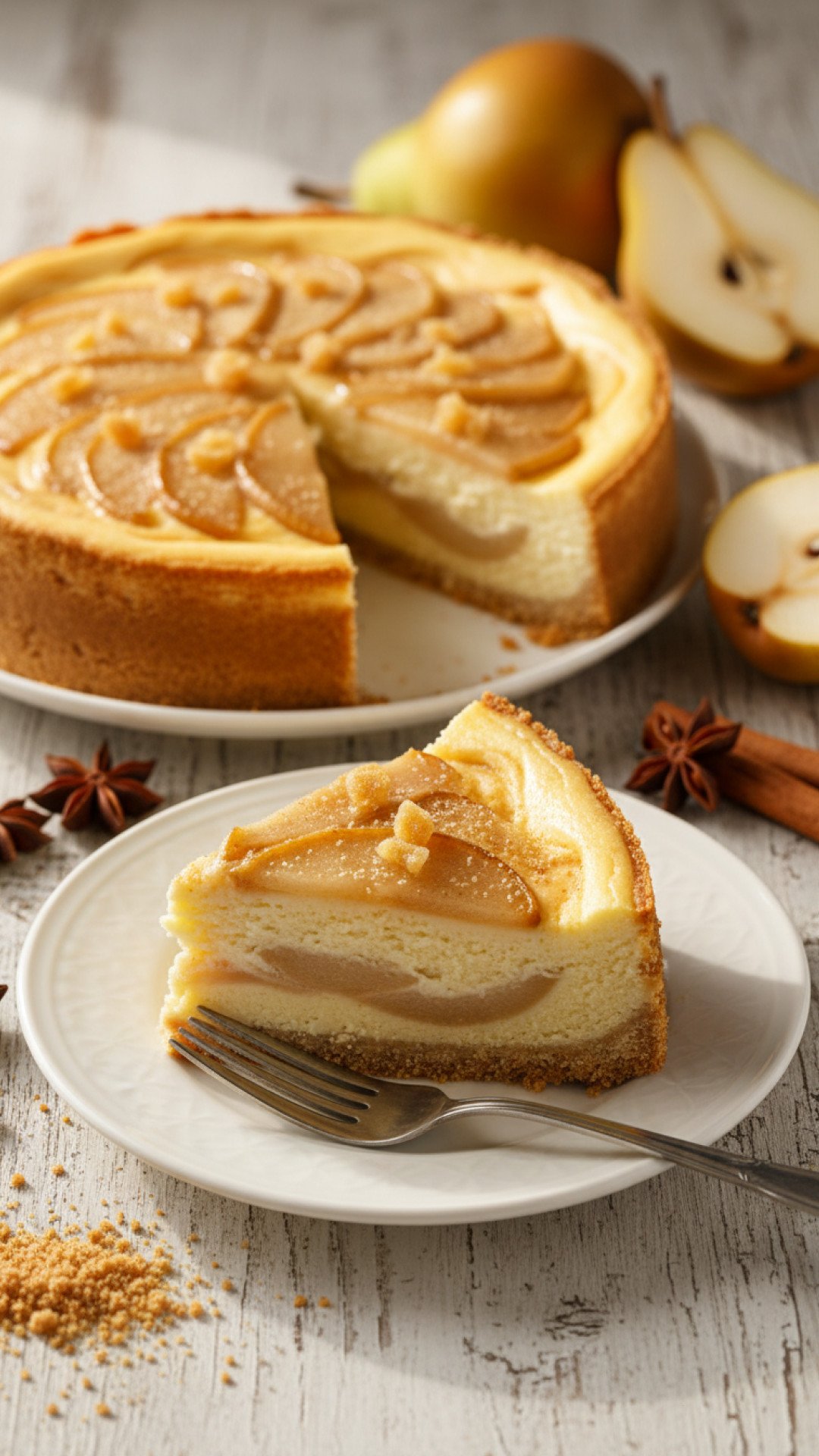 Spiced Ginger Pear Cheesecake Preparation