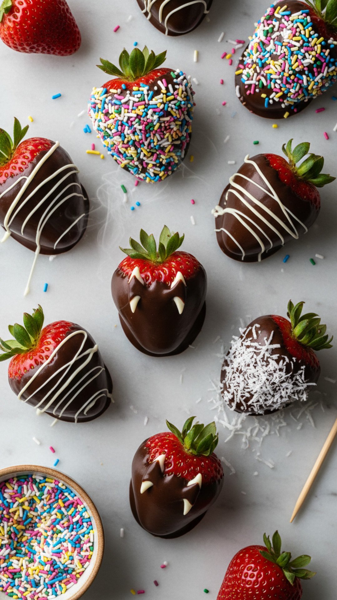 Spooky Fang Chocolate Dipped Strawberries Preparation