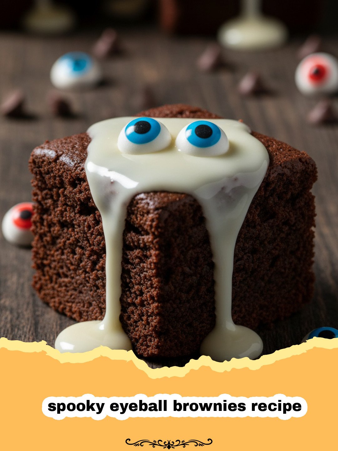 Spooky Eyeball Brownies Recipe: A Ghoulishly Good Halloween Treat 3 spooky eyeball brownies recipe - A tray of dark, fudgy brownies decorated with multiple white candy eyeballs of different sizes.