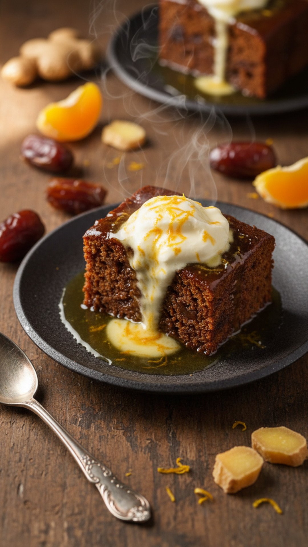 Sticky Ginger Date Pudding with Orange Zest Syrup Preparation
