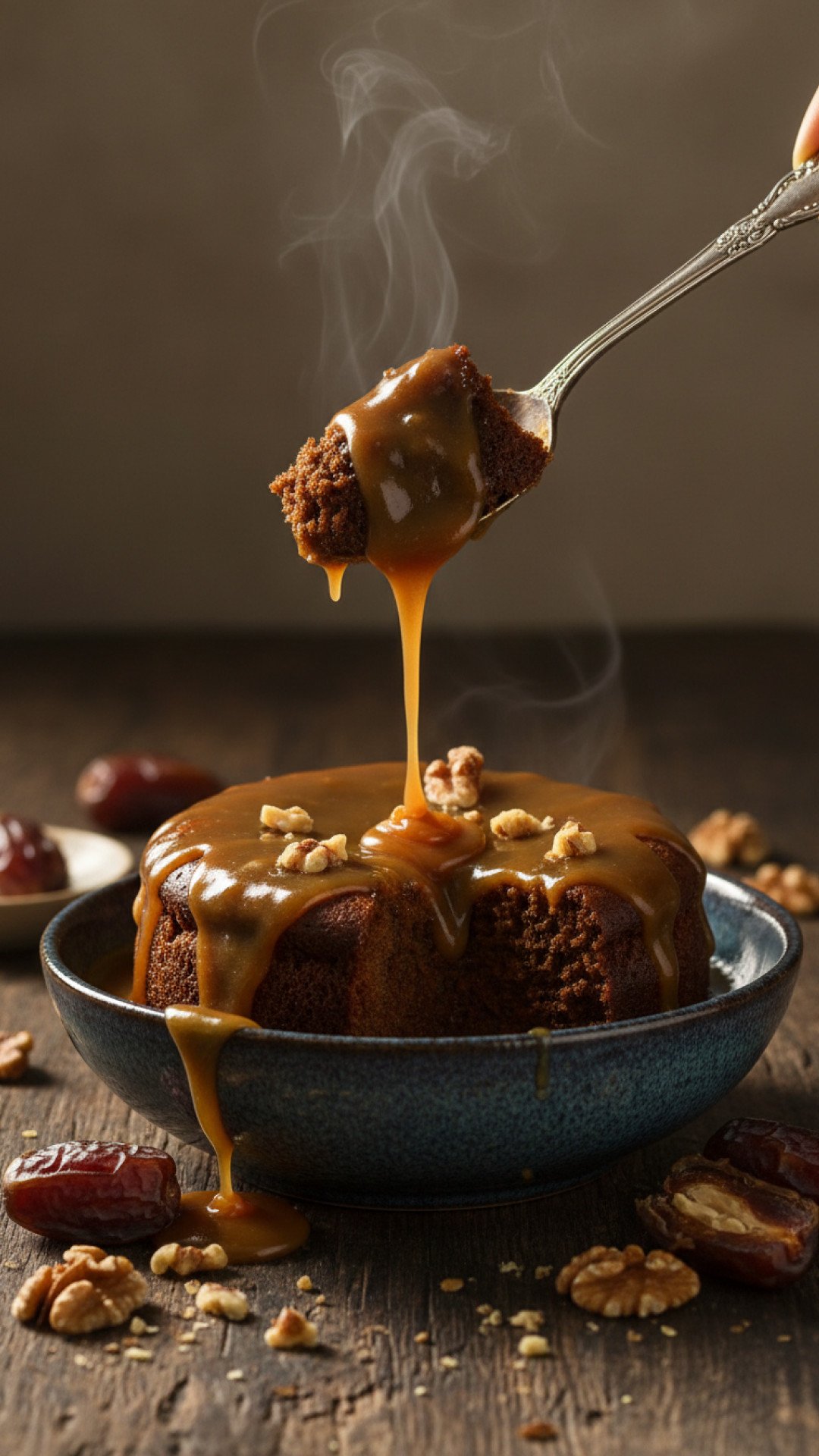 Sticky Toffee Pudding with Dates and Warm Caramel Sauce Preparation