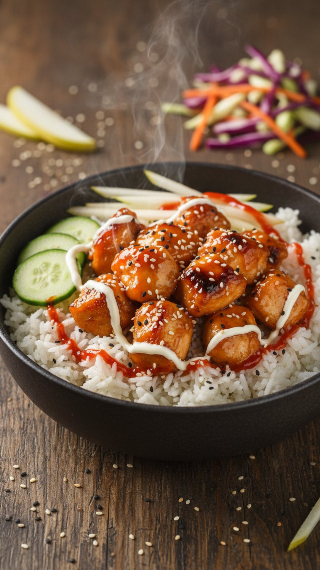 Sweet Chili Chicken Rice Bowl Preparation