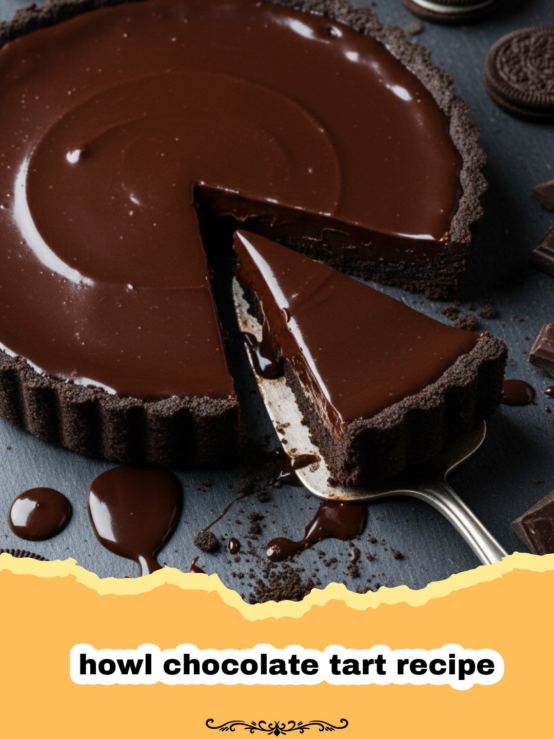 The Ultimate Howl Chocolate Tart Recipe for Midnight Feasts 3 howl chocolate tart recipe - A rich dark howl chocolate tart on a rustic wooden table under moonlight.