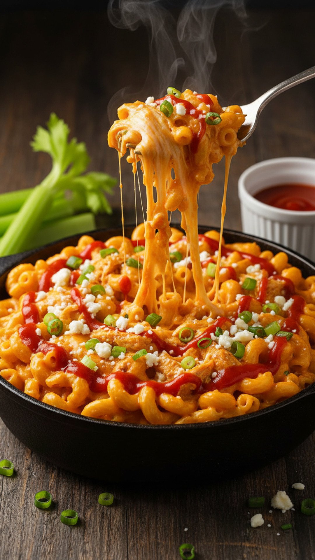 Ultimate Buffalo Chicken Mac Bowl Preparation
