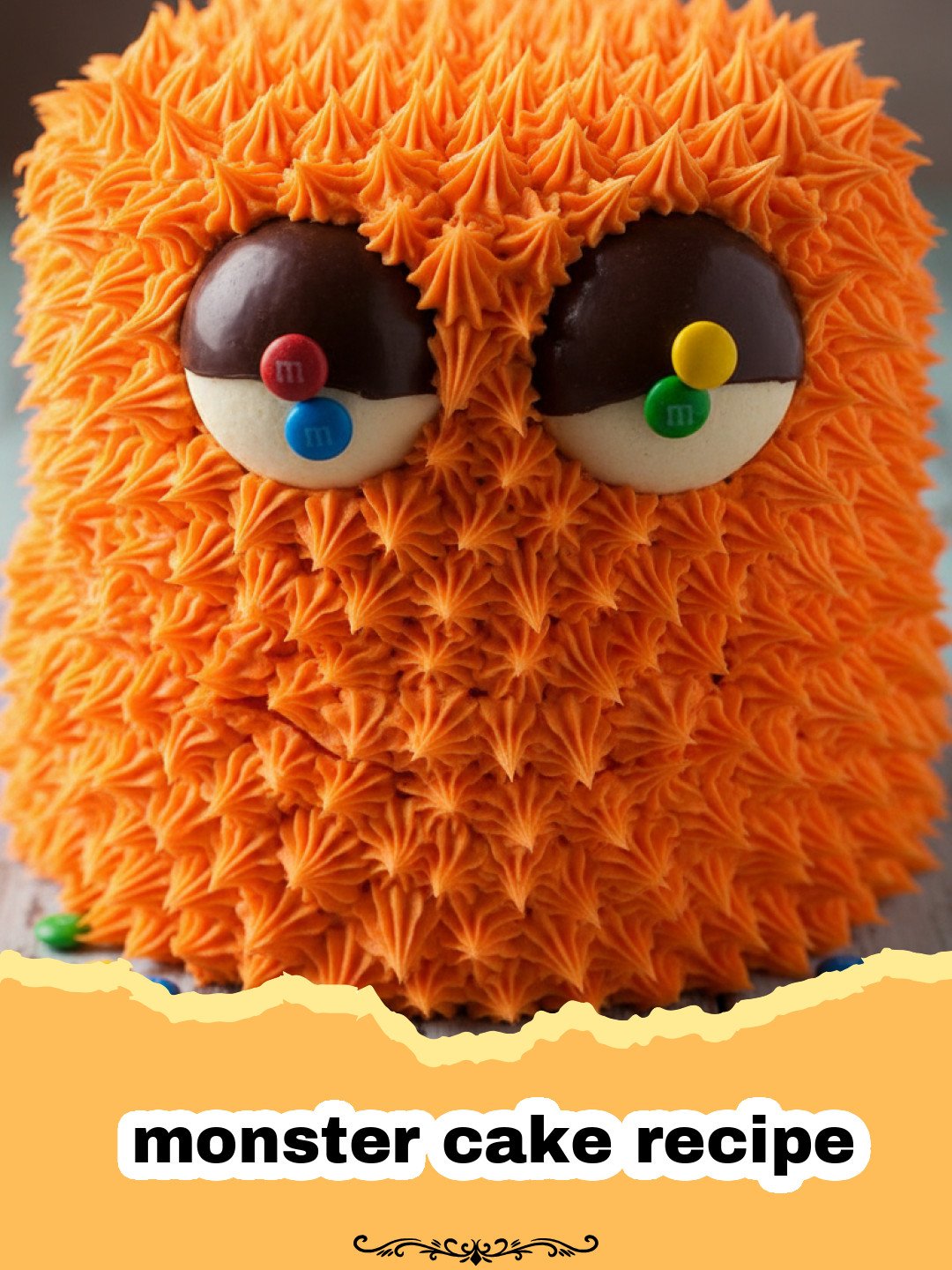 monster cake recipe - A colorful monster cake with purple and green fur and many candy eyes