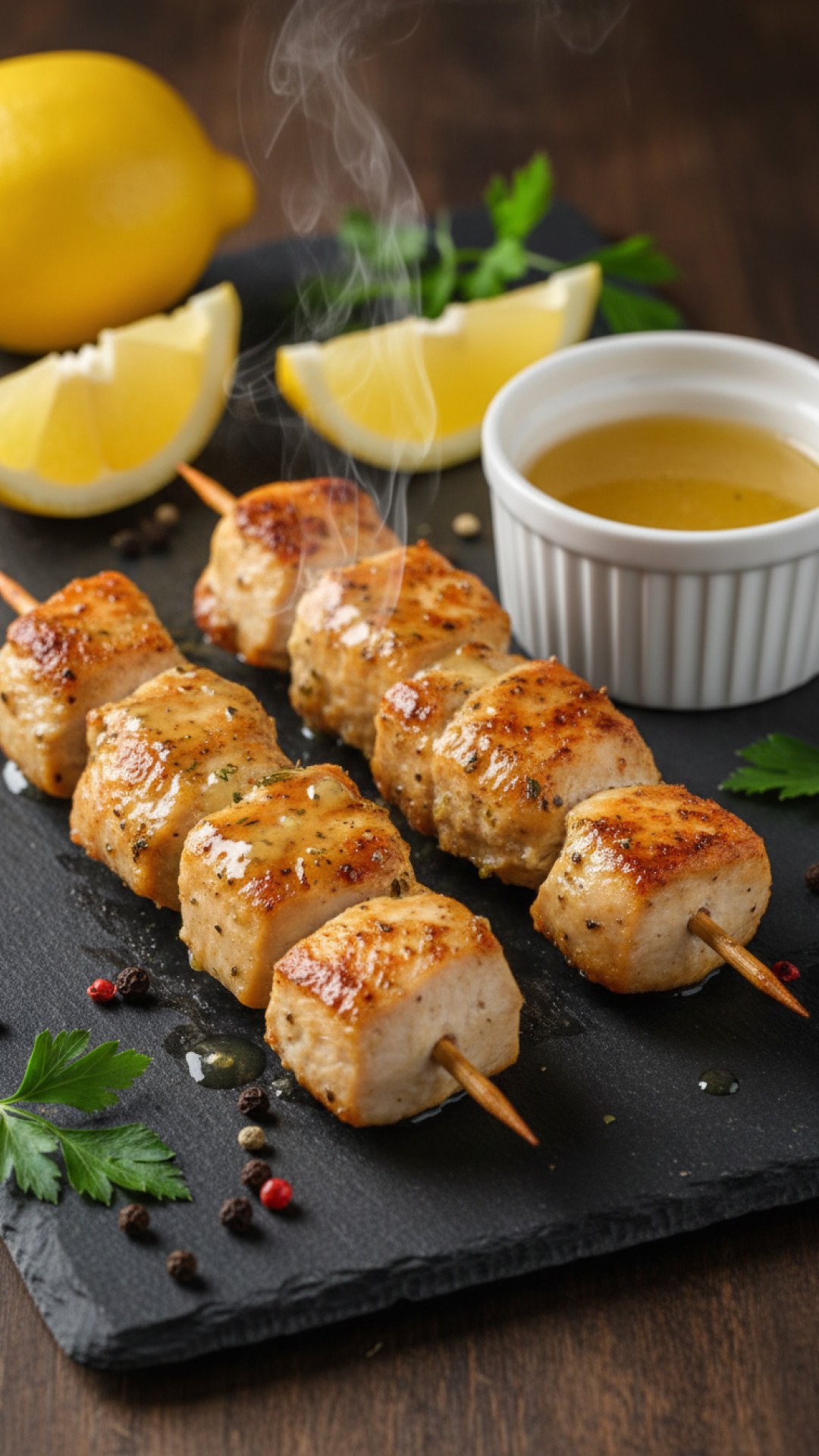 Air Fryer Lemon Pepper Chicken Skewers Preparation