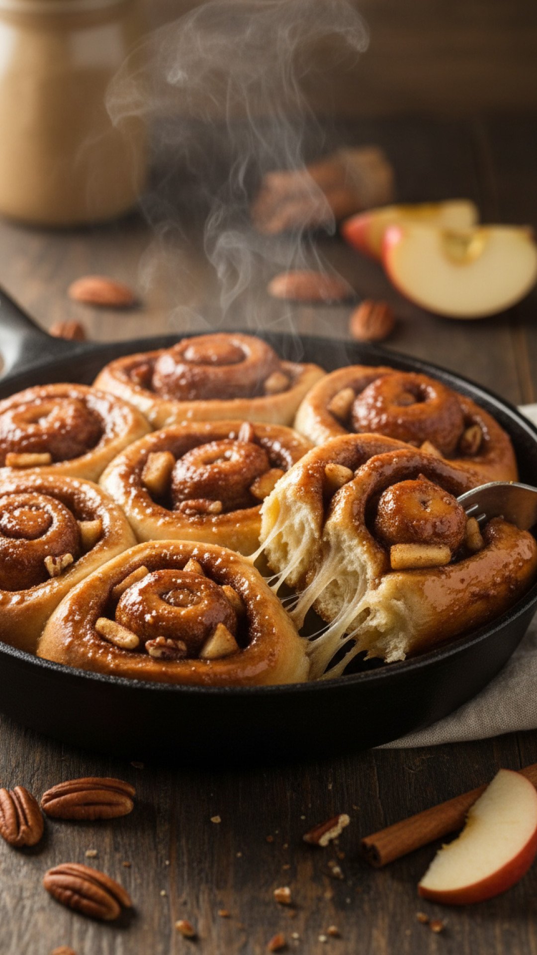 Apple and Pecan Cinnamon Rolls Preparation