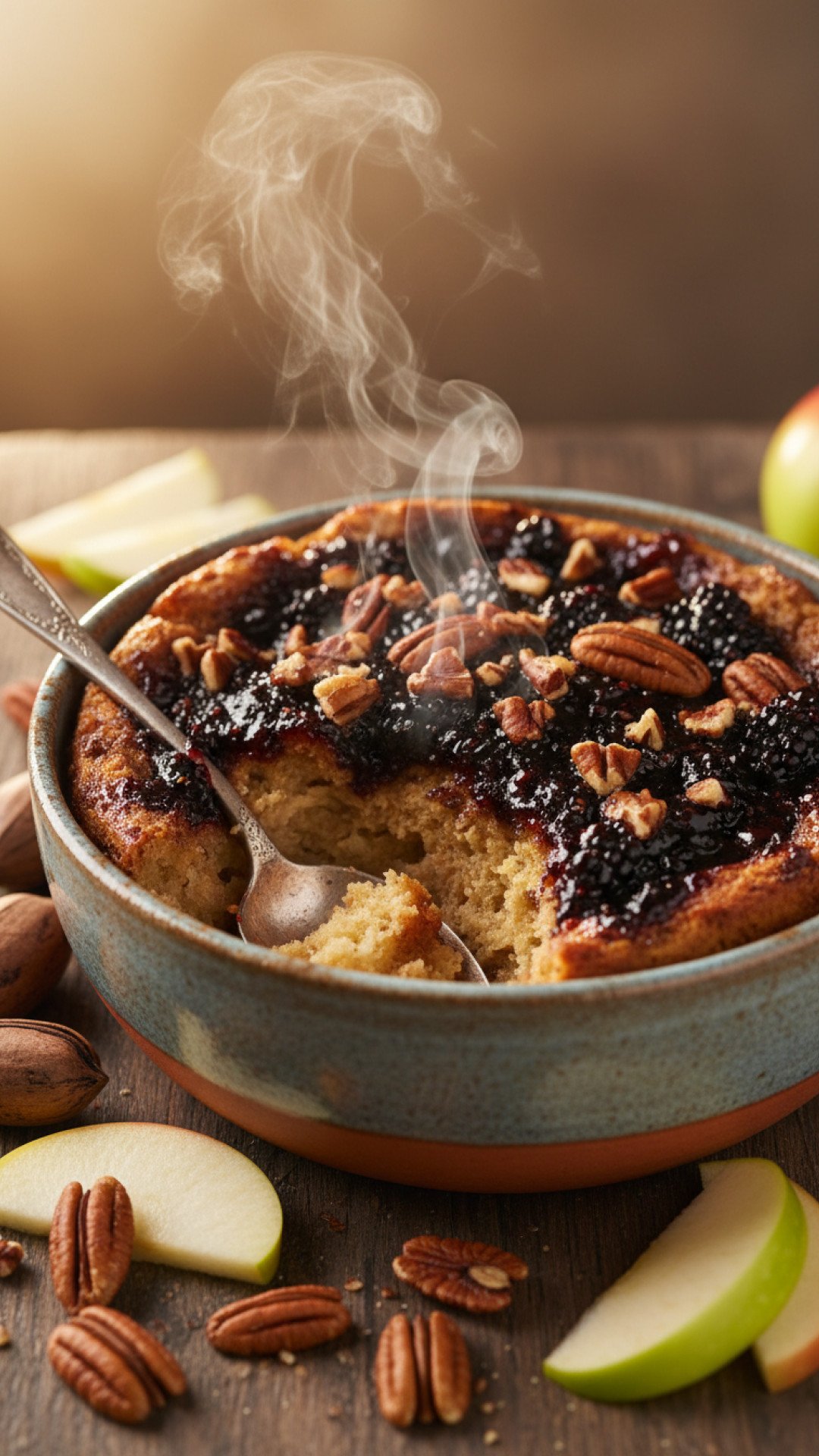 Apple Cider and Pecan Bread Pudding Preparation