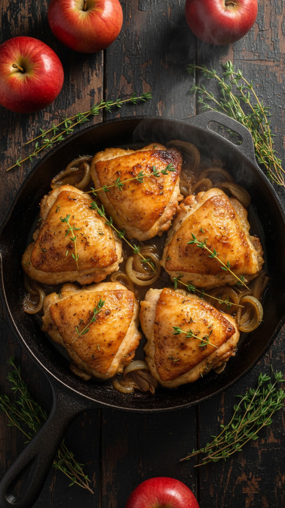 Cozy Apple Cider Braised Chicken Thighs with Rosemary and Apples 4 Apple Cider Braised Chicken Thighs Preparation