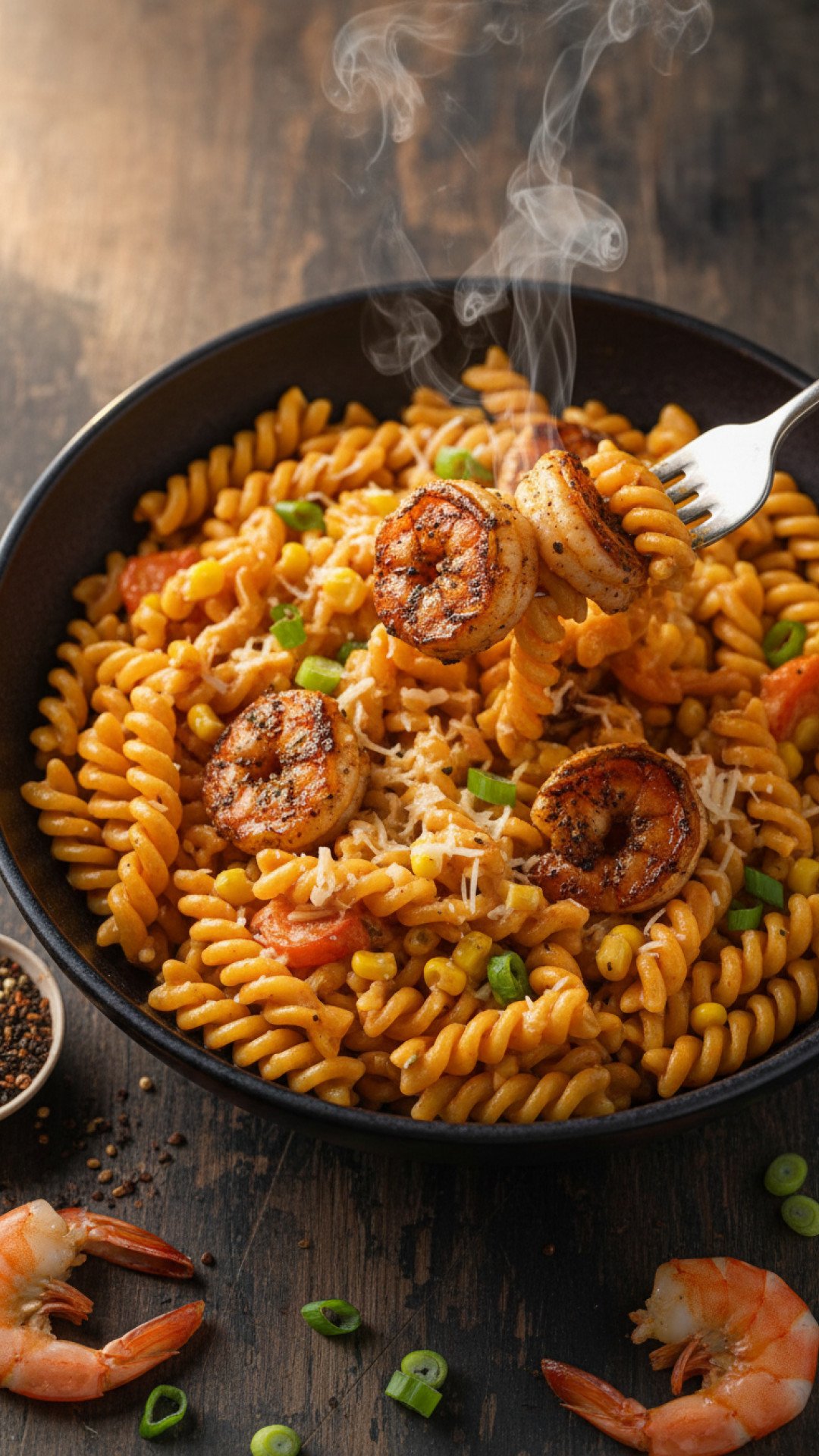 Blackened Shrimp Cavatappi Preparation