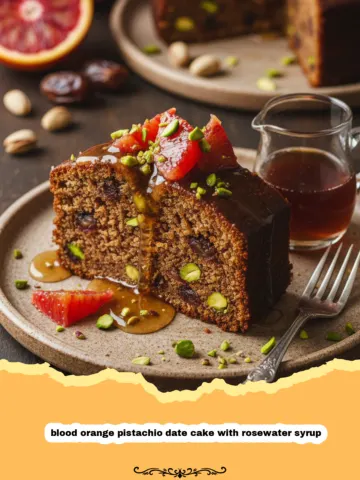 Blood Orange Pistachio Date Cake with Rosewater Syrup