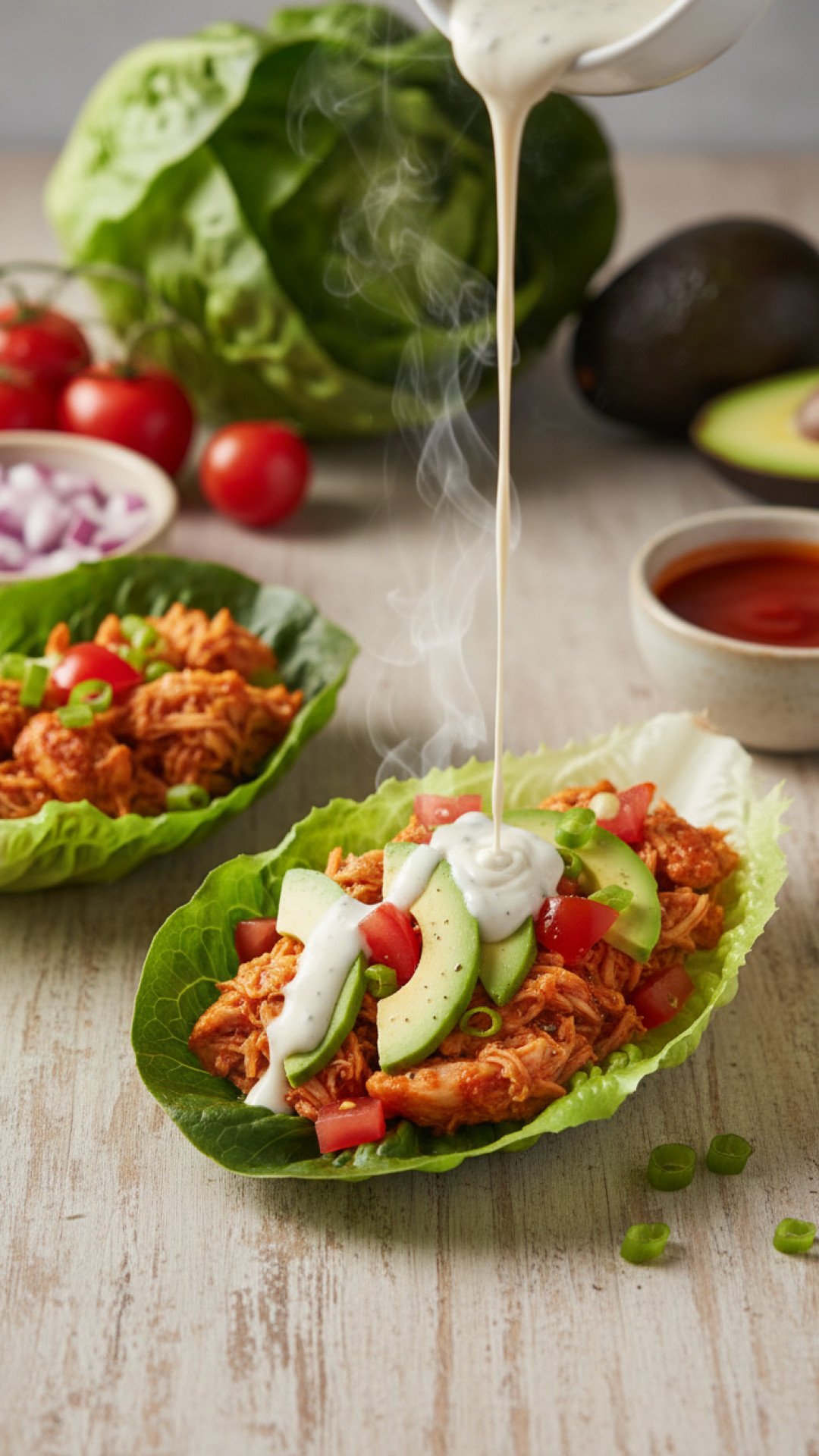 Buffalo Chicken Lettuce Wraps Preparation