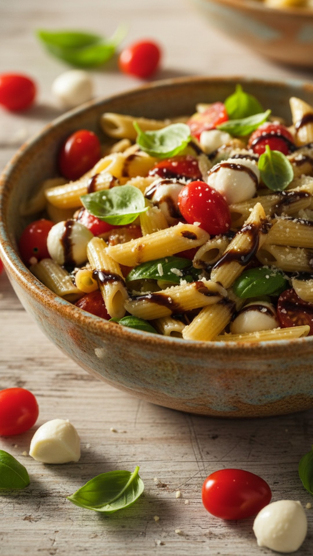Caprese Pasta Salad with Balsamic Glaze Preparation