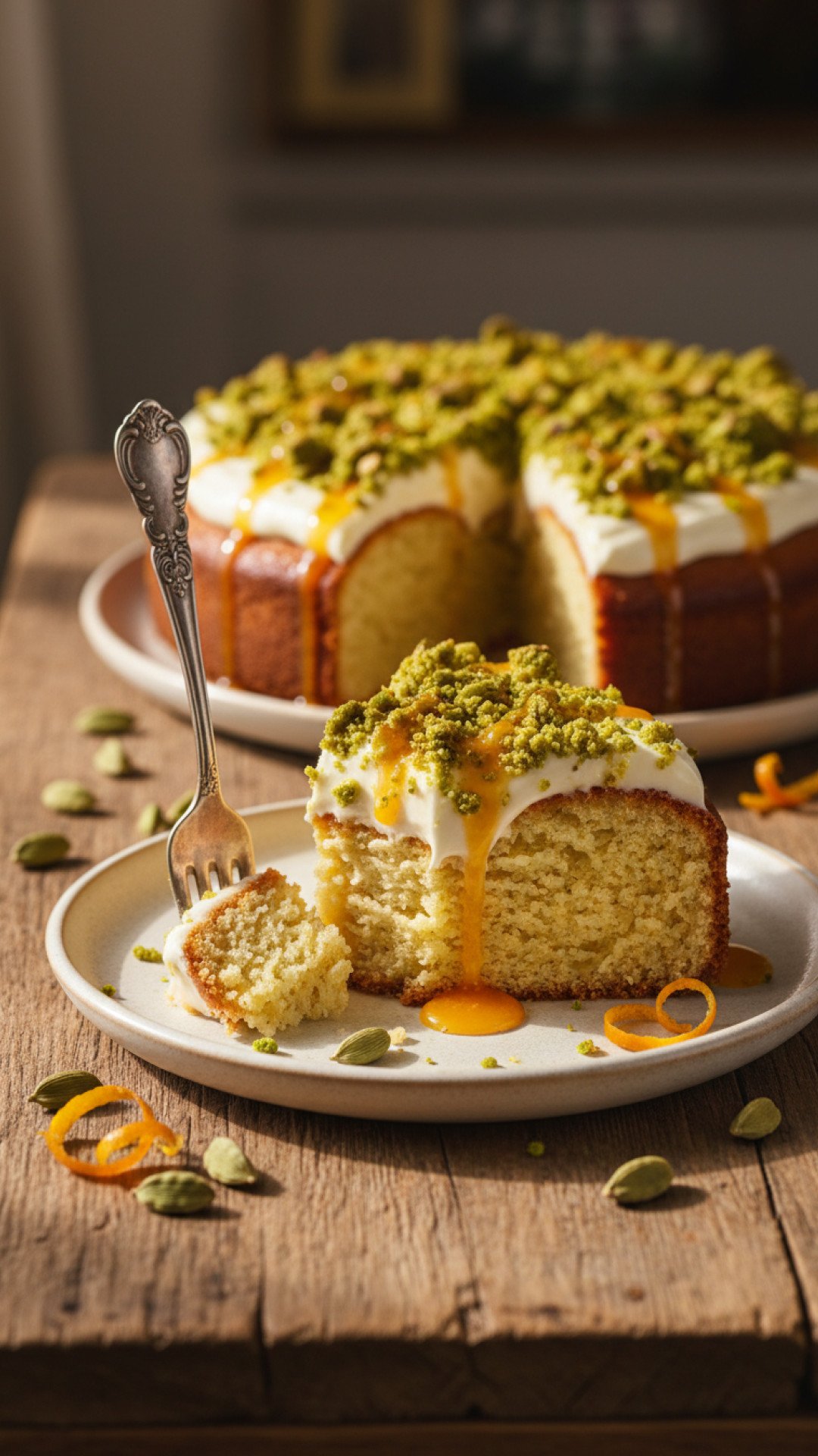 Cardamom Orange Cake with Pistachio Streusel Preparation