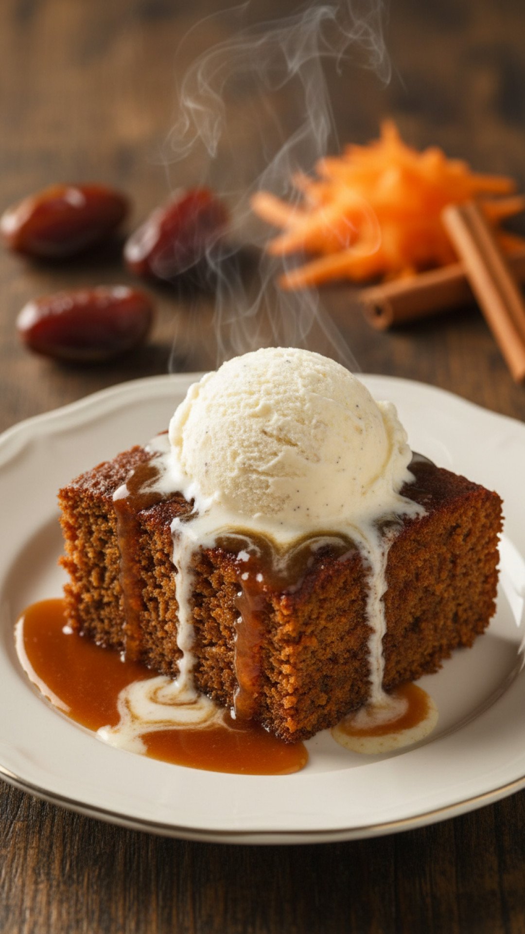 Carrot Date Pudding with Brown Sugar Sauce Preparation