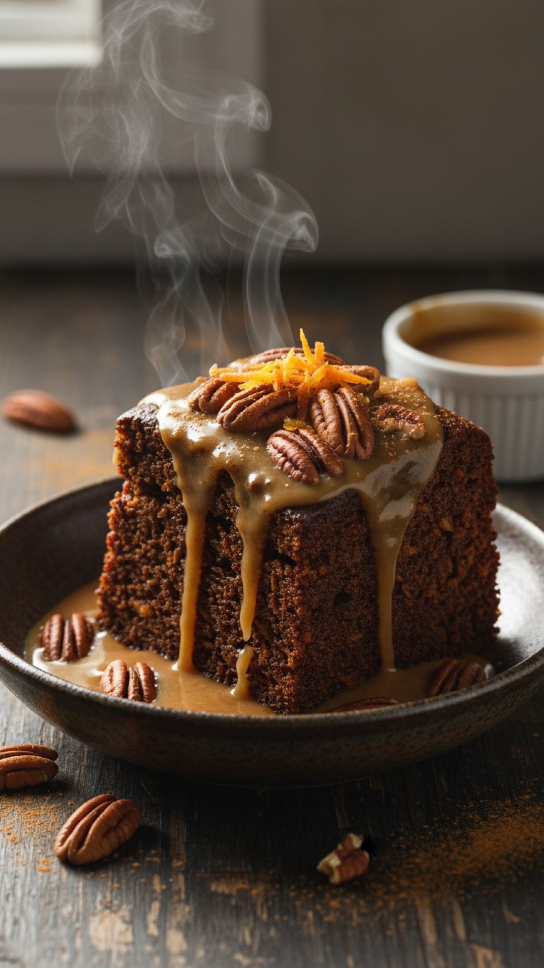 Carrot Pecan Sticky Pudding with Brown Sugar Cream Preparation