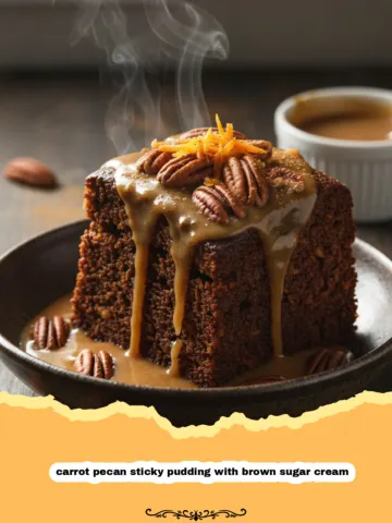 The Ultimate Carrot Pecan Sticky Pudding with Brown Sugar Cream