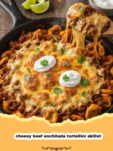 The Ultimate Cheesy Beef Enchilada Tortellini Skillet
