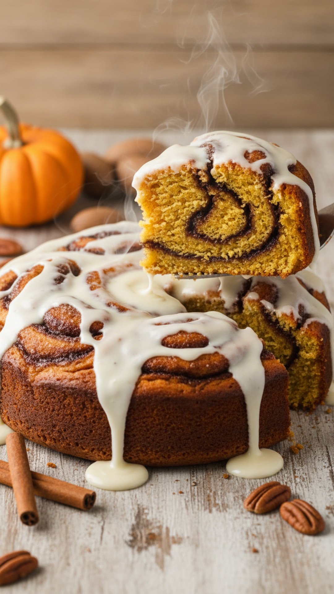 Cinnamon Roll Pumpkin Cake Preparation