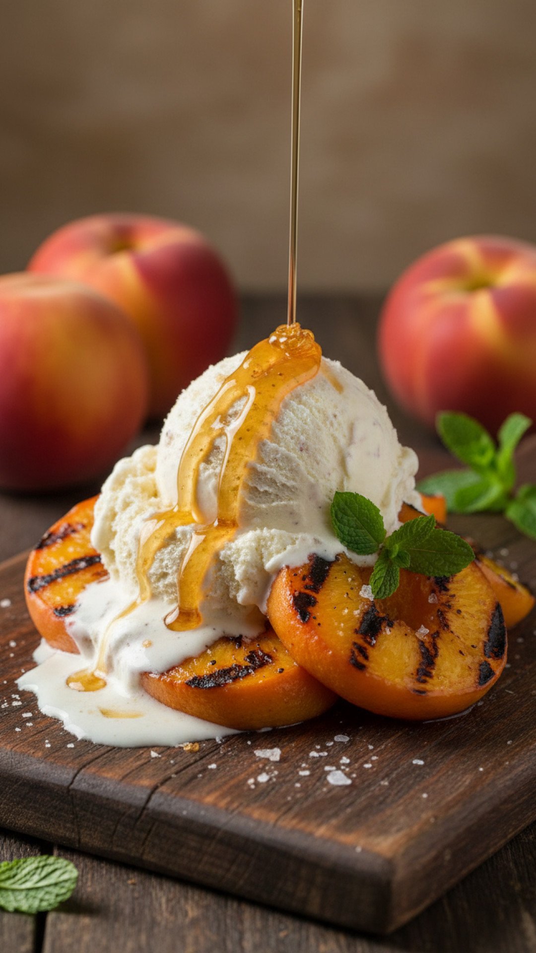 Classic Grilled Peaches and Vanilla Ice Cream Preparation