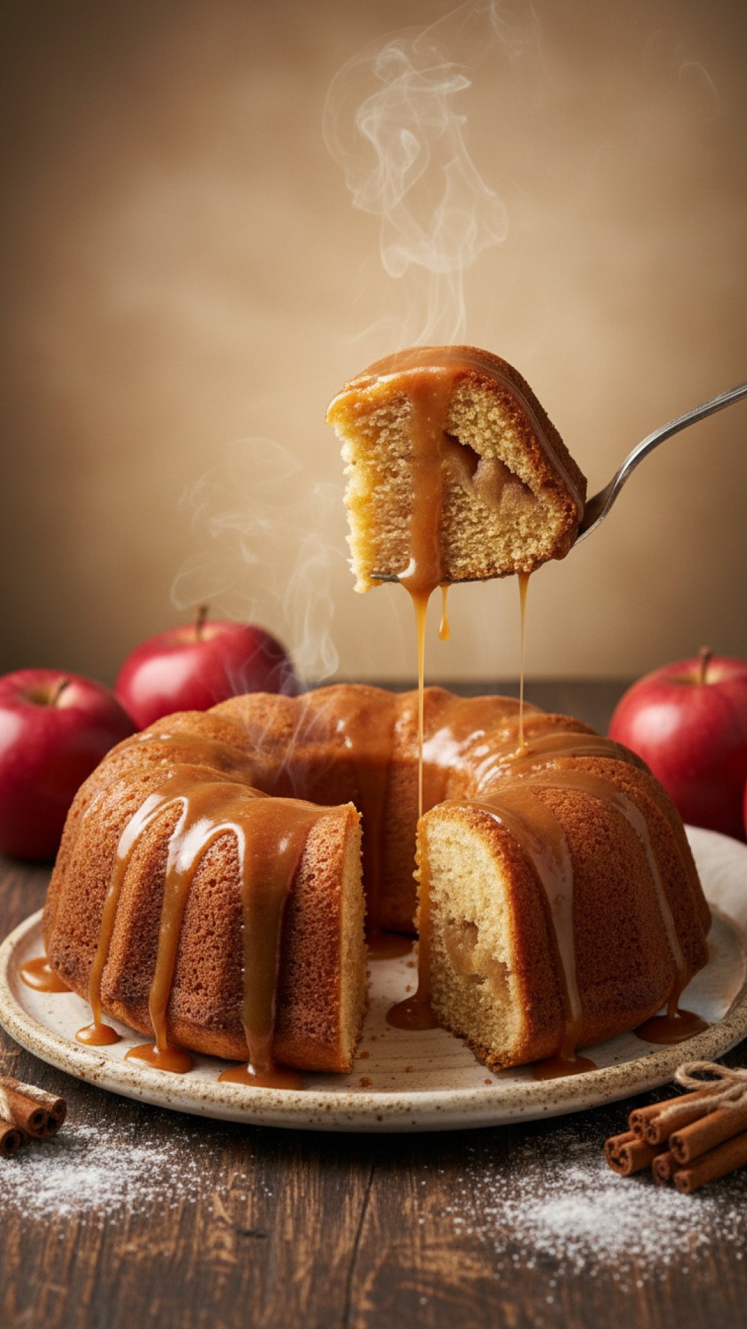 Cozy Autumn Caramel Apple Cake Preparation