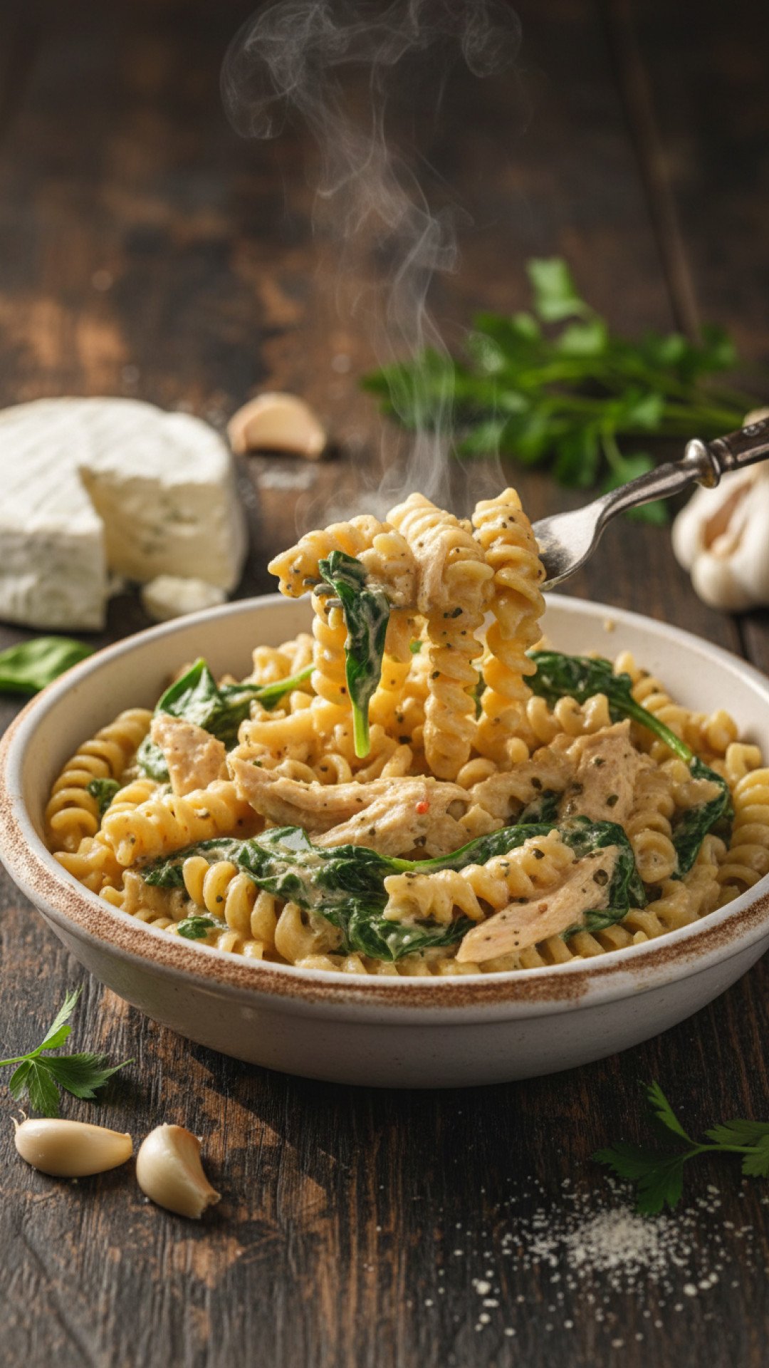 Creamy Boursin Chicken Pasta Preparation