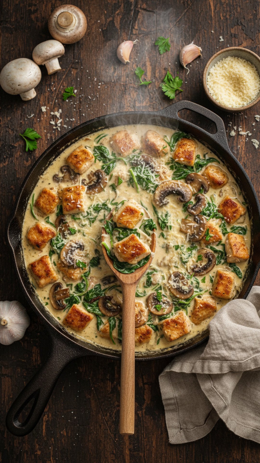 Creamy Chicken Mushroom Spinach Skillet 4 Creamy Chicken Mushroom Spinach Skillet Preparation