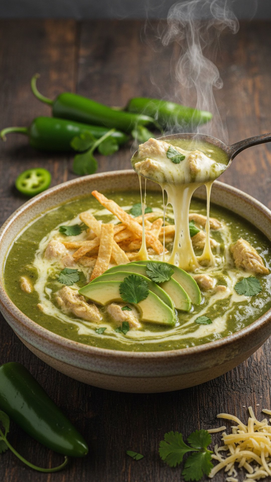 Creamy Green Chile Chicken Enchilada Soup Preparation