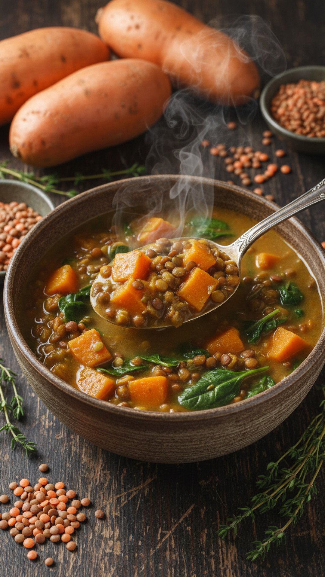 Creamy Sweet Potato and Red Lentil Soup Preparation